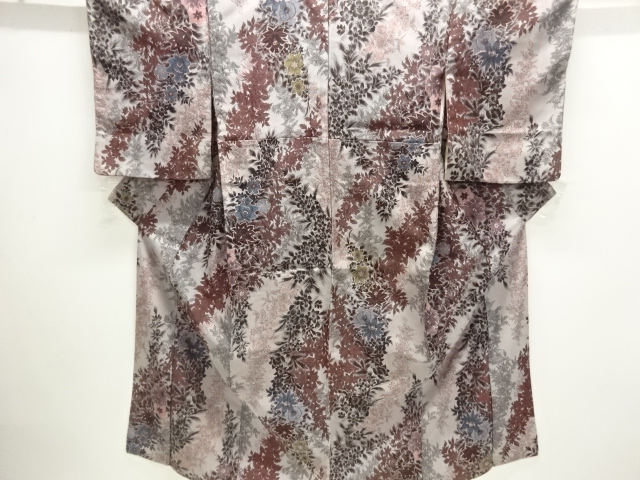 JAPANESE KIMONO / ANTIQUE KIMONO / TAISHO ROMAN STYLE / WOVEN FLORAL PLANTS